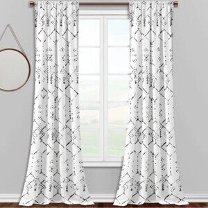 Dakota Fields Hagley Geometric Blackout Curtain Panel 52 in x 84 in Black NWOT